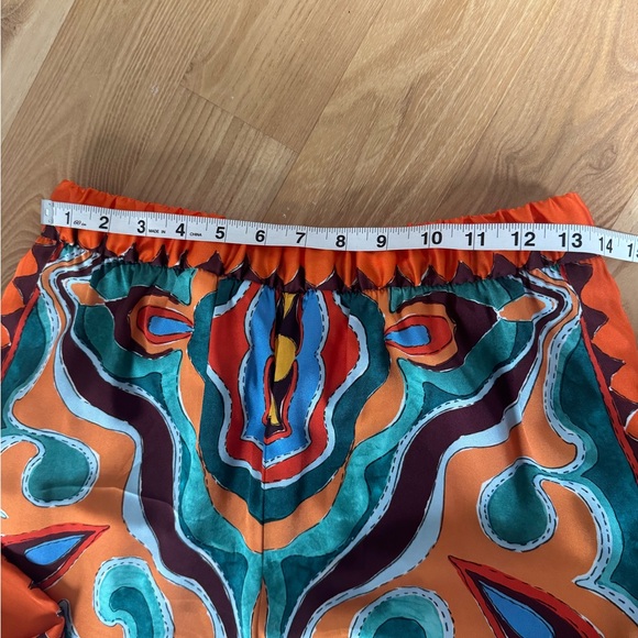 ZARA Vibrant Orange Wide-Leg Printed Palazzo Pants - Picture 6 of 6